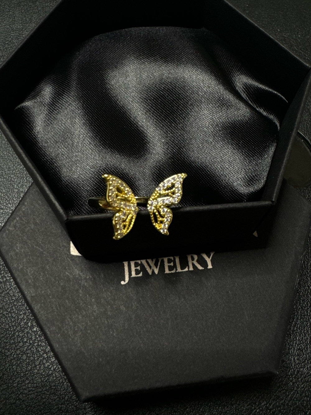 Gold filled butterfly ring - adjustable